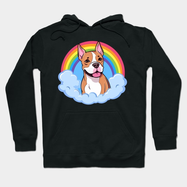 Cute American Staffordshire Terrier Amstaff Rainbow Cloud Hoodie by Sports Stars ⭐⭐⭐⭐⭐